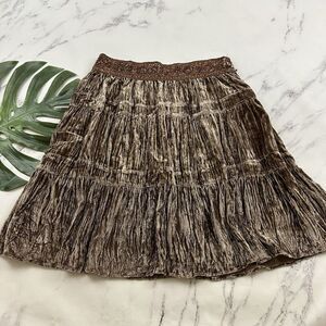 BCBG Maxazria Womens Vintage Y2k Velvet Skirt Size M New Brown Bronze Sequins